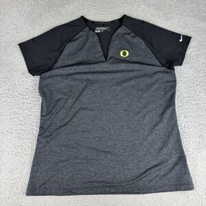 NIKE Golf Shirt Women's Xl Black Gray Tour Performance  DRI-FIT Oregon ducks